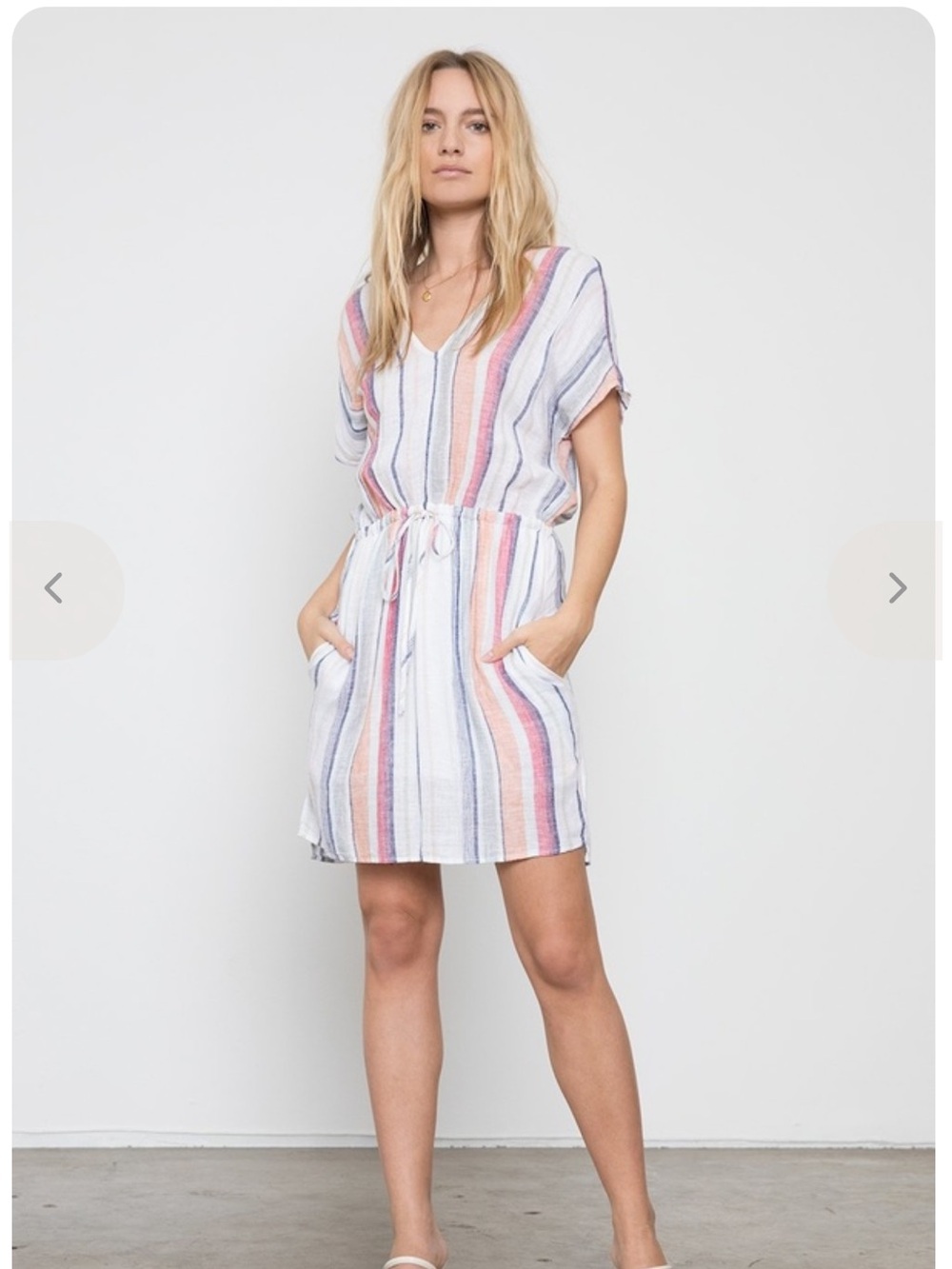 Rails ‘Wren’ Striped V-Neck Drawstring Waist Dress in size Small